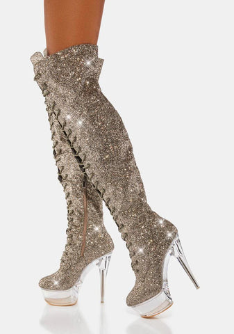 Xalapa Glitter Knee High Boots