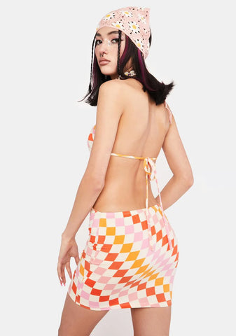 Summer Morning Checkered Mini Dress