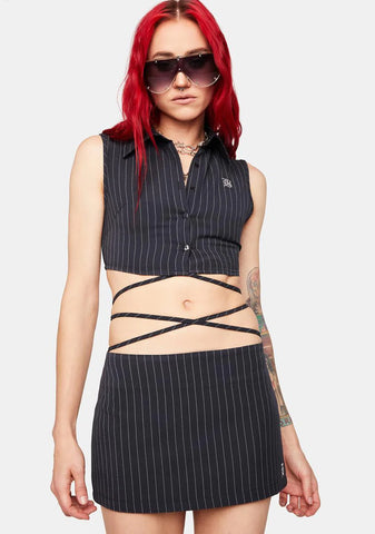 Stripe Low-Rise Mini Skirt