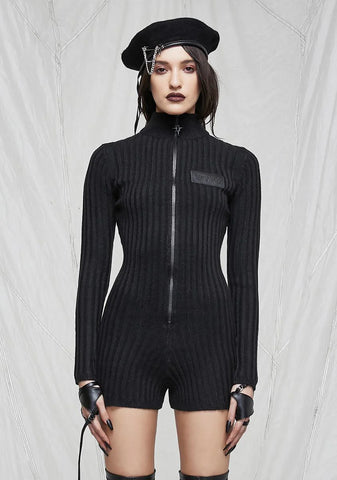 Synth Zip-Up Sweater Romper