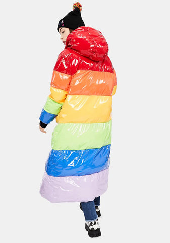 Sweet Retreat Rainbow Puffer Parka