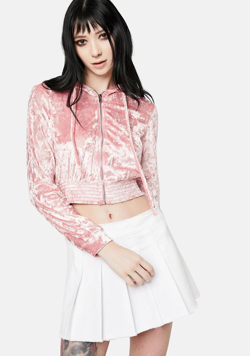 Fighting For You Love Velour Zip Up Hoodie