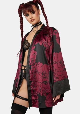 WW x Sammi Oversized Dark Floral Print Kimono