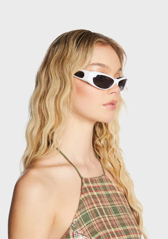 White Side View Shield Sunglasses