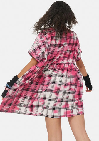 Young Hearts Washed Plaid Dress