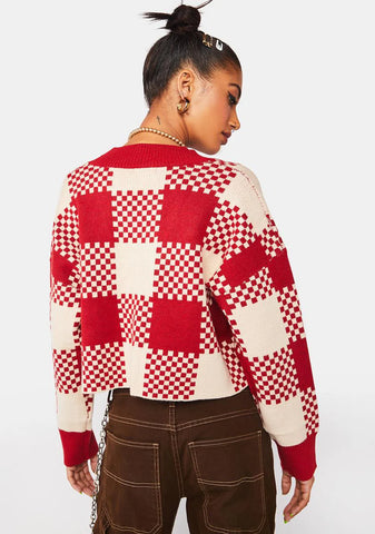 Here To Stay Checkered Cardigan