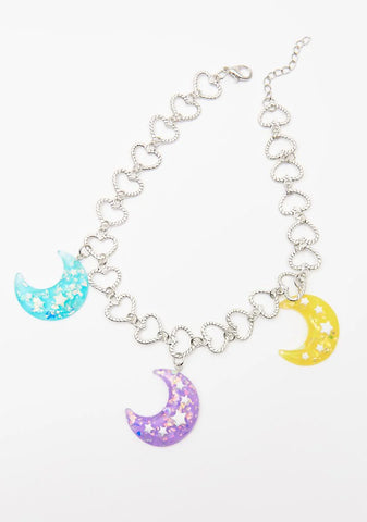 Shimmering Moonlight Heart Chain Necklace