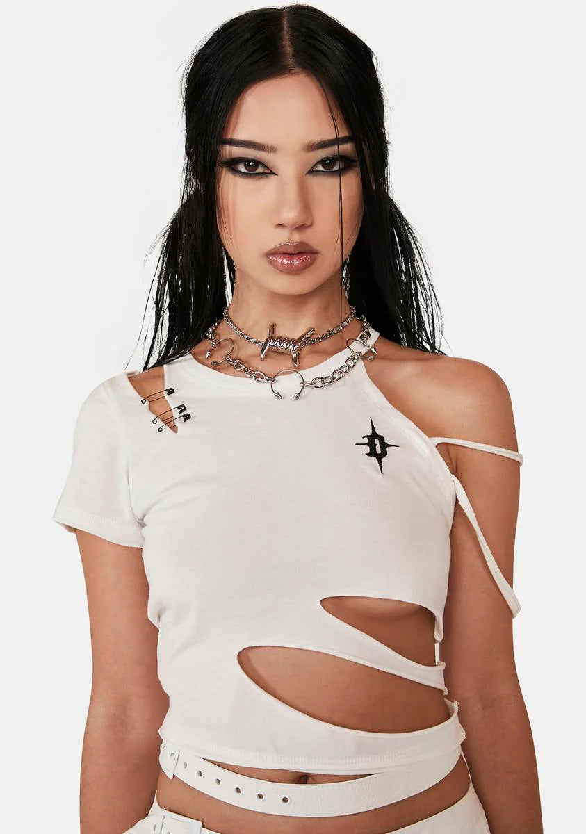 Distortion Cut-Out Crop Tee