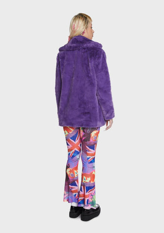 Purple Hendrix Faux Fur Coat