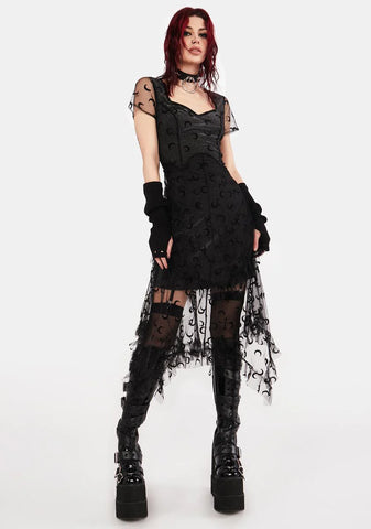 Moon Mesh Overlay Mini Dress