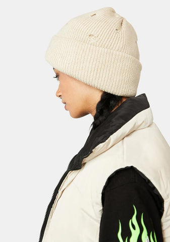 Atmosphere Tan Beanie With Holes