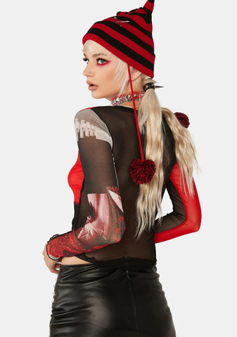 Crawls And Horrors Graphic Mesh Top