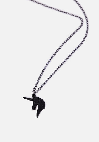 Black Unicorn Pendant Necklace