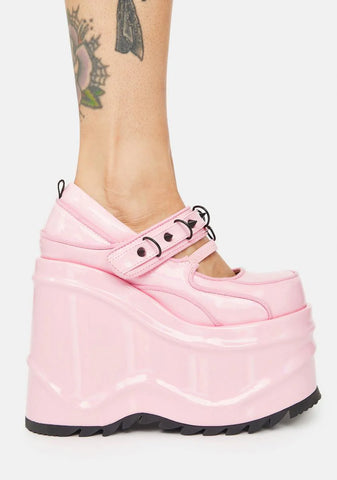 WAVE-48 Platform Wedge Mary Janes
