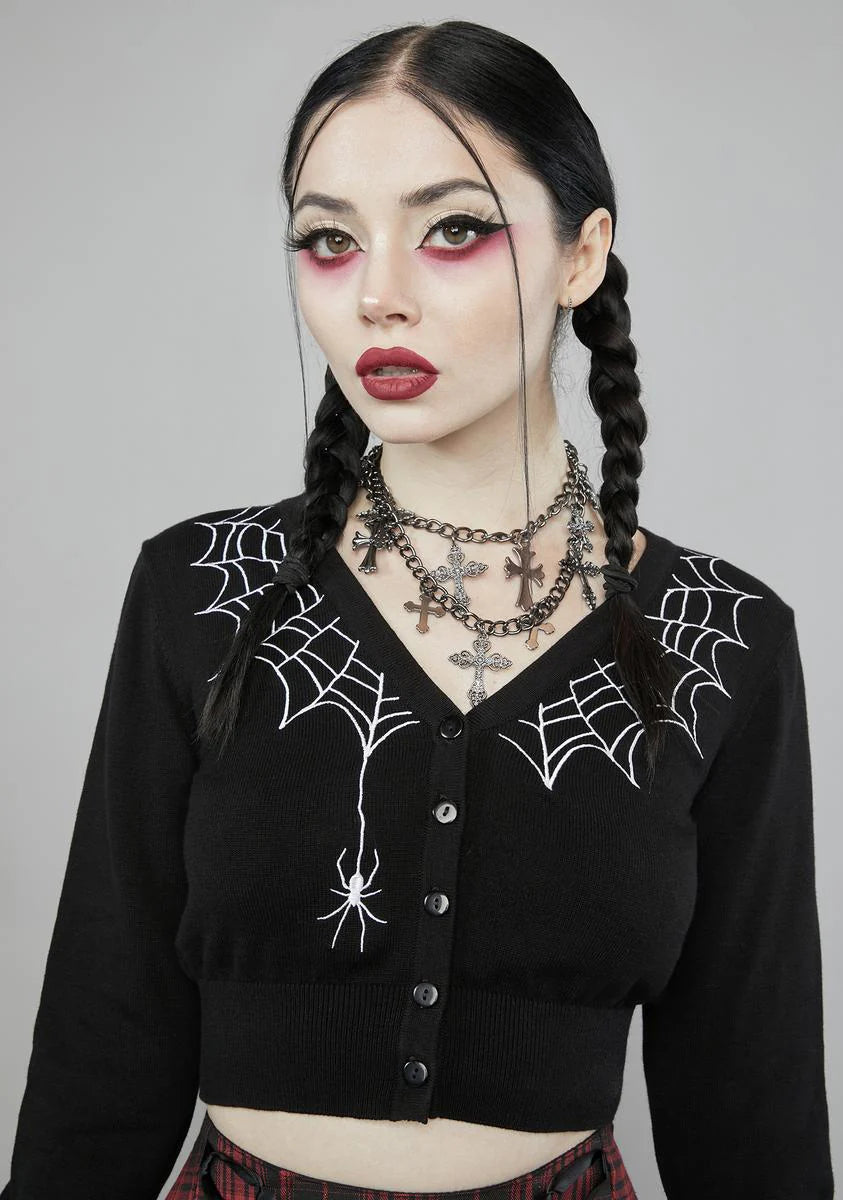 Web Obsessed Embroidered Cardigan