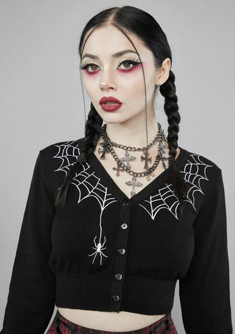 Web Obsessed Embroidered Cardigan