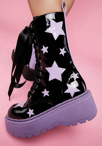 Love Galaxy Mismatched Combat Boots