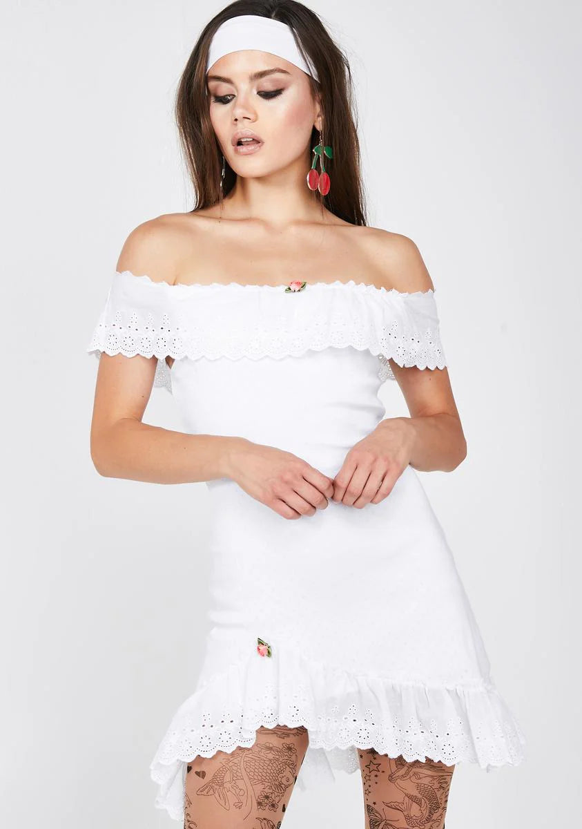 Bombshell Blossom Off-The-Shoulder Dress