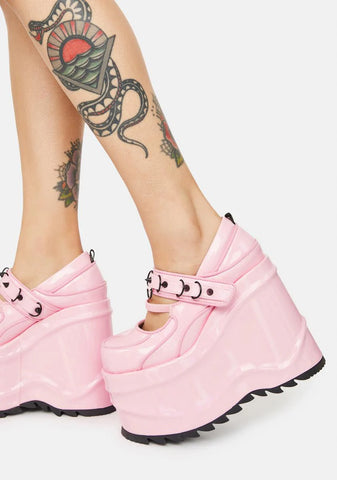 WAVE-48 Platform Wedge Mary Janes