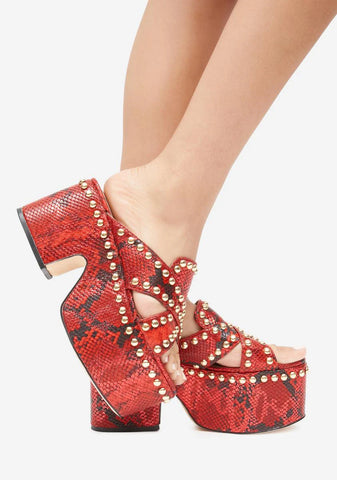 Red Barstyn Snakeskin Platforms