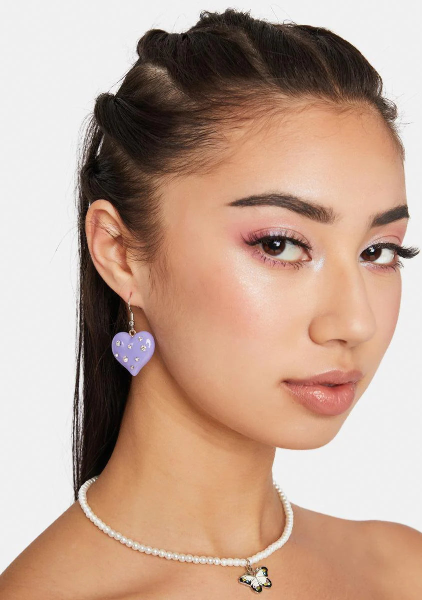 Bling Heart Drop Earrings