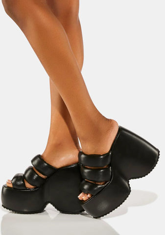 Black Winter Platform Sandals