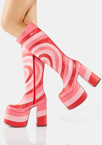 Theme Of Hearts Knee High Boots