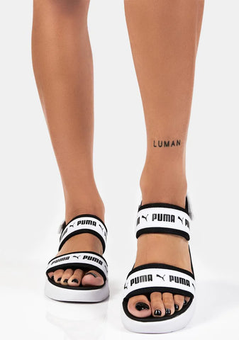 White Black Sportie Sandals