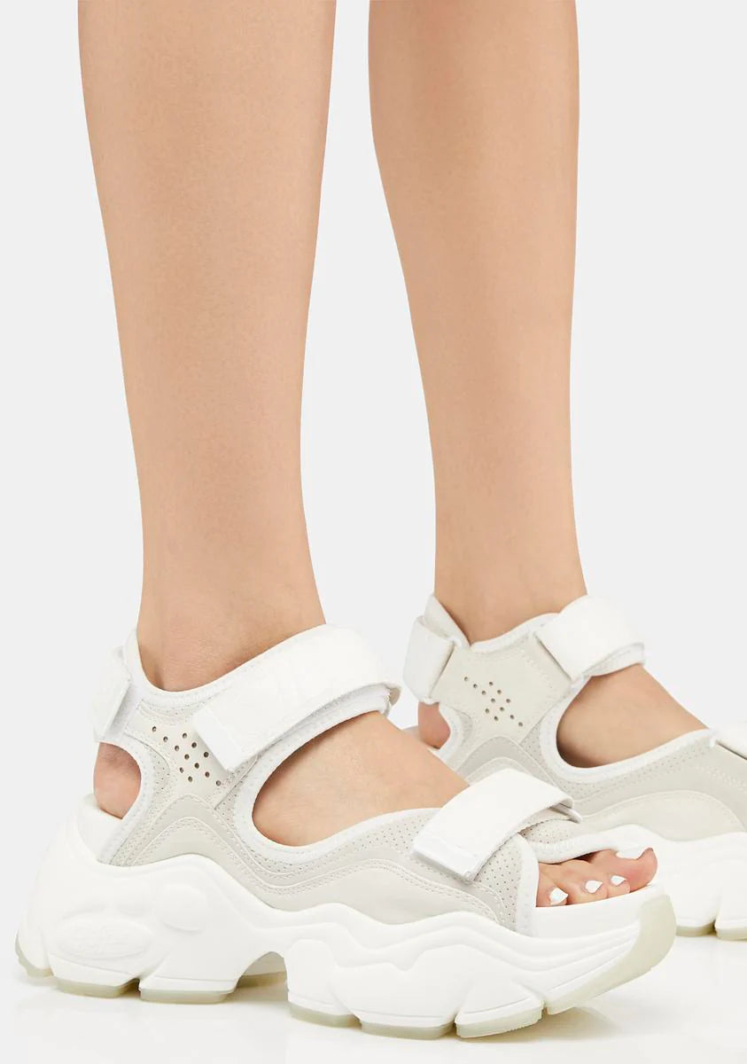 White Binary O Platform Sandals