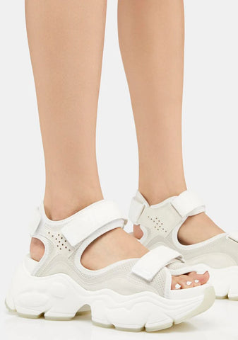 White Binary O Platform Sandals