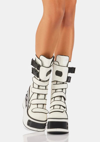 White Kera-108 Platform Boots