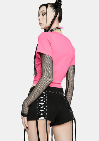 Never In Love Lace-Up Shorts