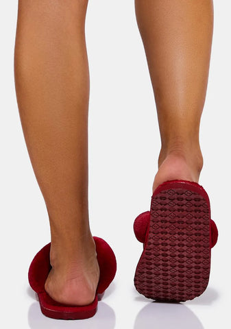 Persian Red Fluff Flip Sandals