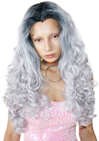 Silver Root-Fade Curly Wig