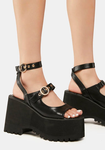 Black Gessie Platform Sandals