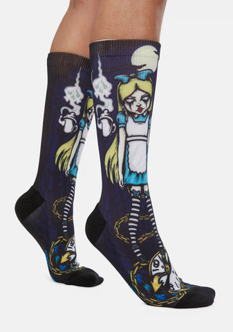 Alice Crew Printed Socks
