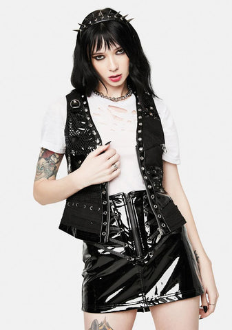 Faux Leather Studded Vest Top