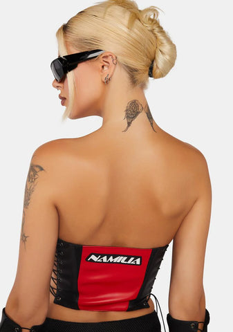 Red Moto Cone Corset Top