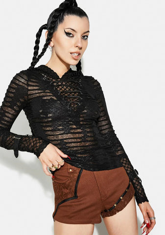 Night City Sheer Hoodie Top