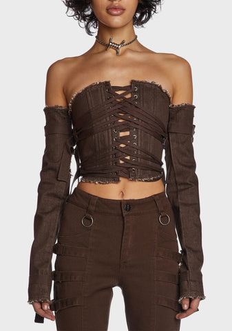 Echo Lace-Up Corset And Gloves Set