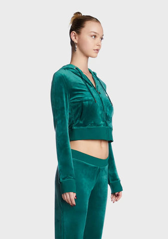 Jade Green OG Big Bling Velour Hoodie