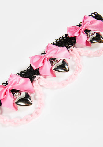 Heart Sick Heart And Bow Choker