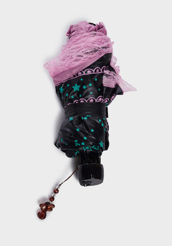 Seein' Stars Lace Trim Umbrella