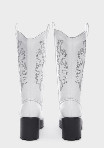 White Wintu Chunky Western Boots