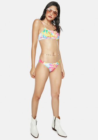 The Pink Tie Dye Crop Bikini Top