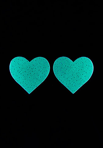 White Glow In The Dark Heart Pasties