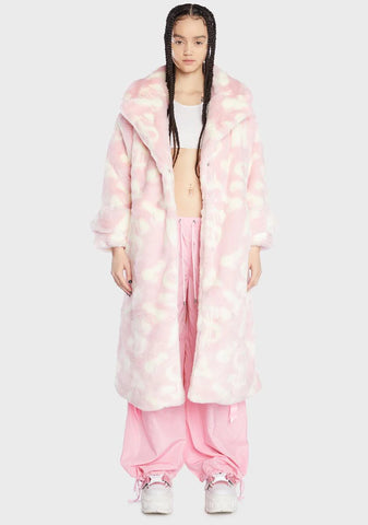 Pink Dick Dollar Faux Fur Coat
