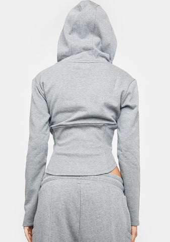 Heather Grey Corset Pullover Hoodie