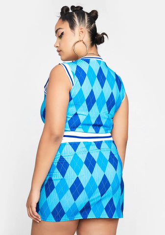 Plus Argyle Rib Mini Skirt