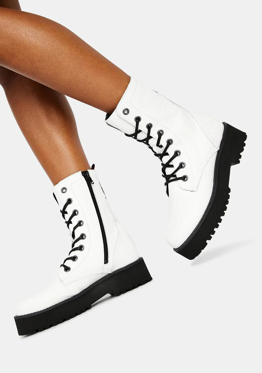 White Mac Genuine Leather Boots